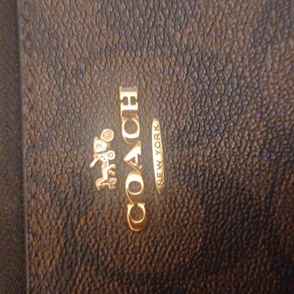 Coach Signature Brown and Black Wristlet - Picture 4 of 4